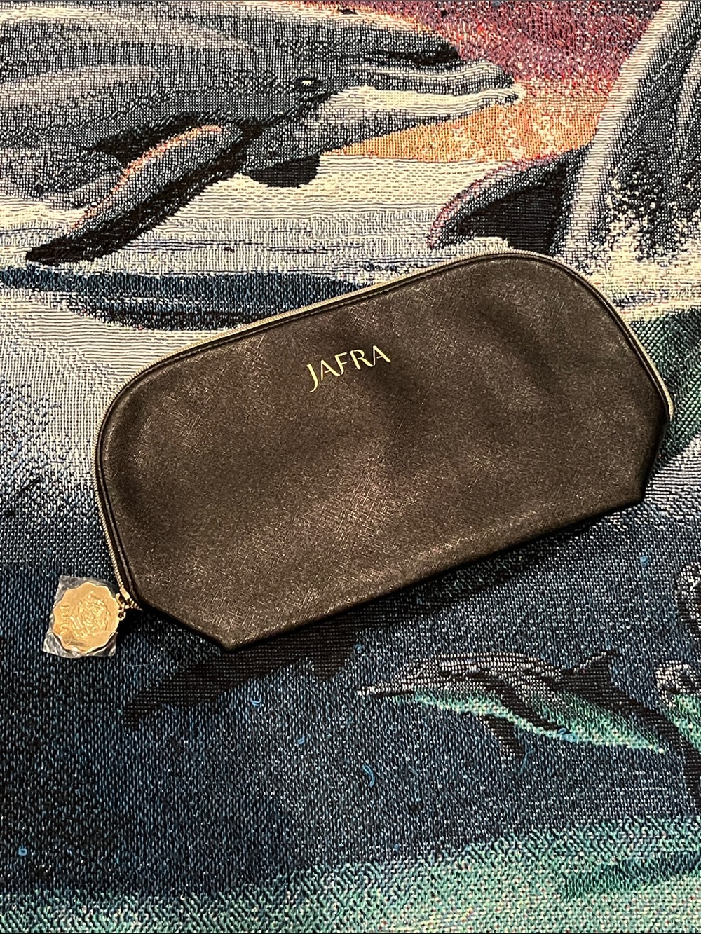 JAFRA Black Faux-Leather Cosmetic Bag